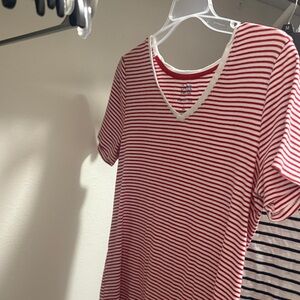 Croft & Barrow Red and White Striped Tee
